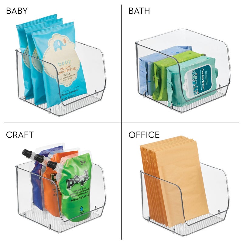 InterDesign iDesign Recycled Plastic Stackable Open-Front Storage Bin - Linus Collection - Clear - Image 3