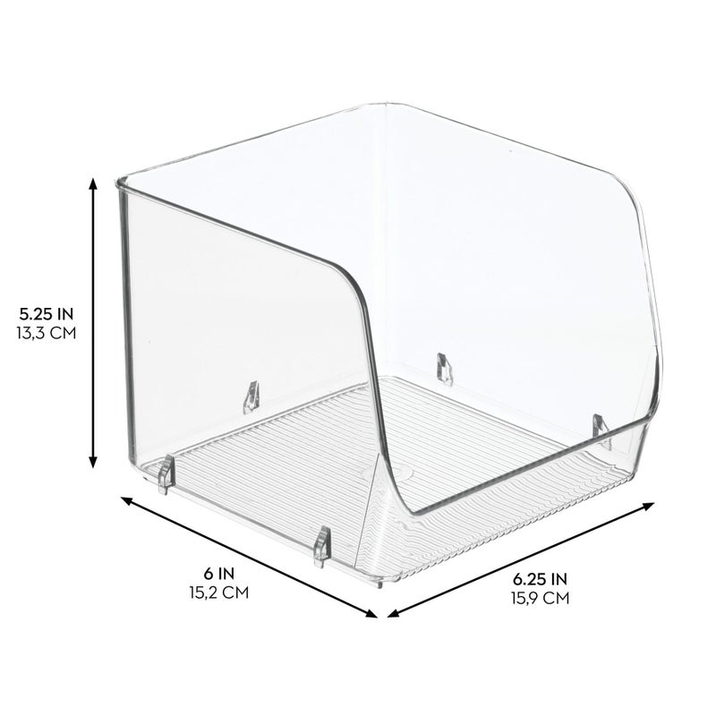 InterDesign iDesign Recycled Plastic Stackable Open-Front Storage Bin - Linus Collection - Clear - Image 2