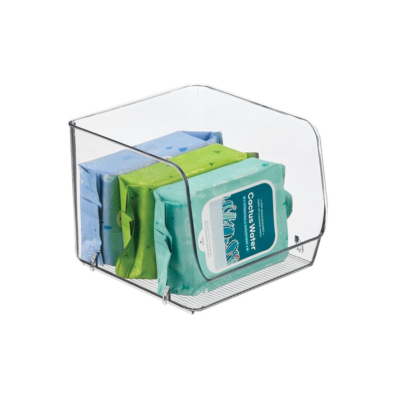 InterDesign iDesign Recycled Plastic Stackable Open-Front Storage Bin - Linus Collection - Clear - Image 1