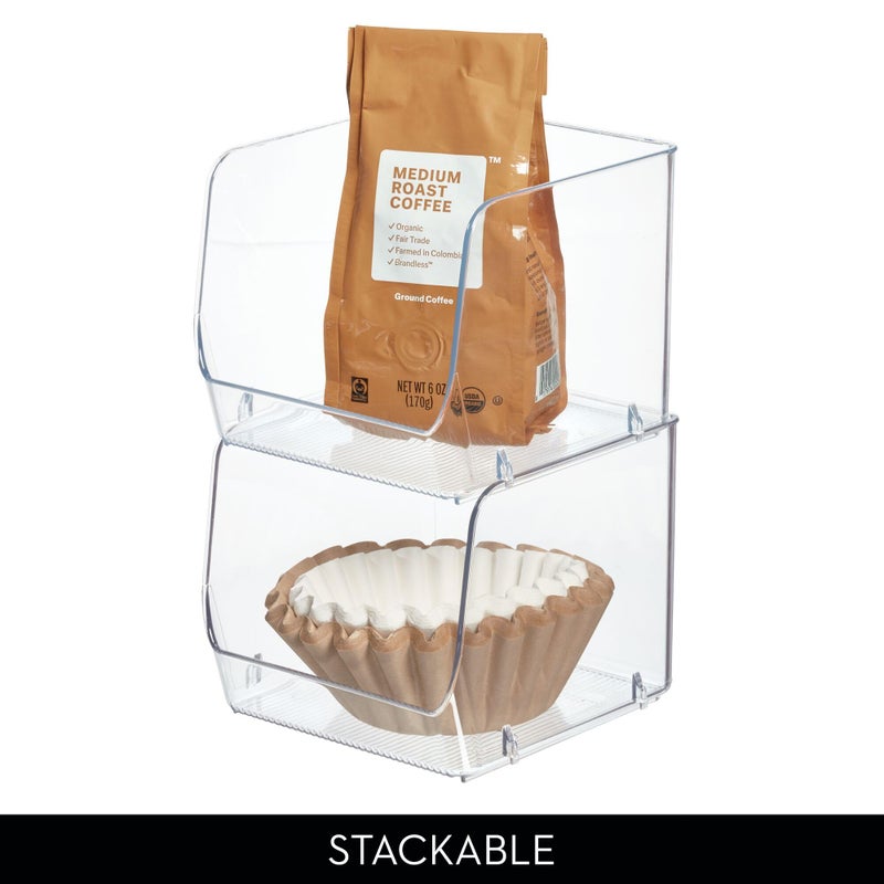 InterDesign iDesign Recycled Plastic Stackable Open-Front Storage Bin - Linus Collection - Clear - Image 4