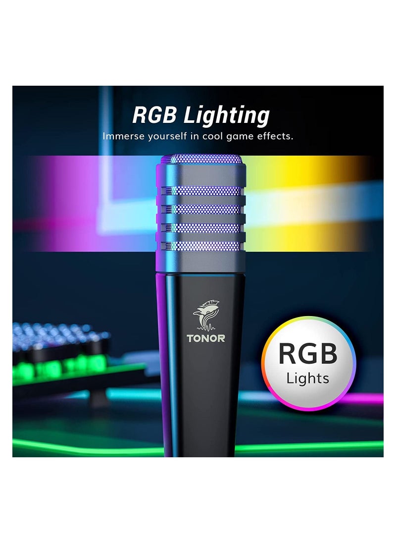 TONOR Gaming USB Microphone, PC RGB Microphone, Streaming Podcast Studio Cardioid Pattern Condenser Mic Sets with Microphone Stand for Game, YouTube, Conference, Singing, Micro for PS4 PS5, TC30S  - Image 3