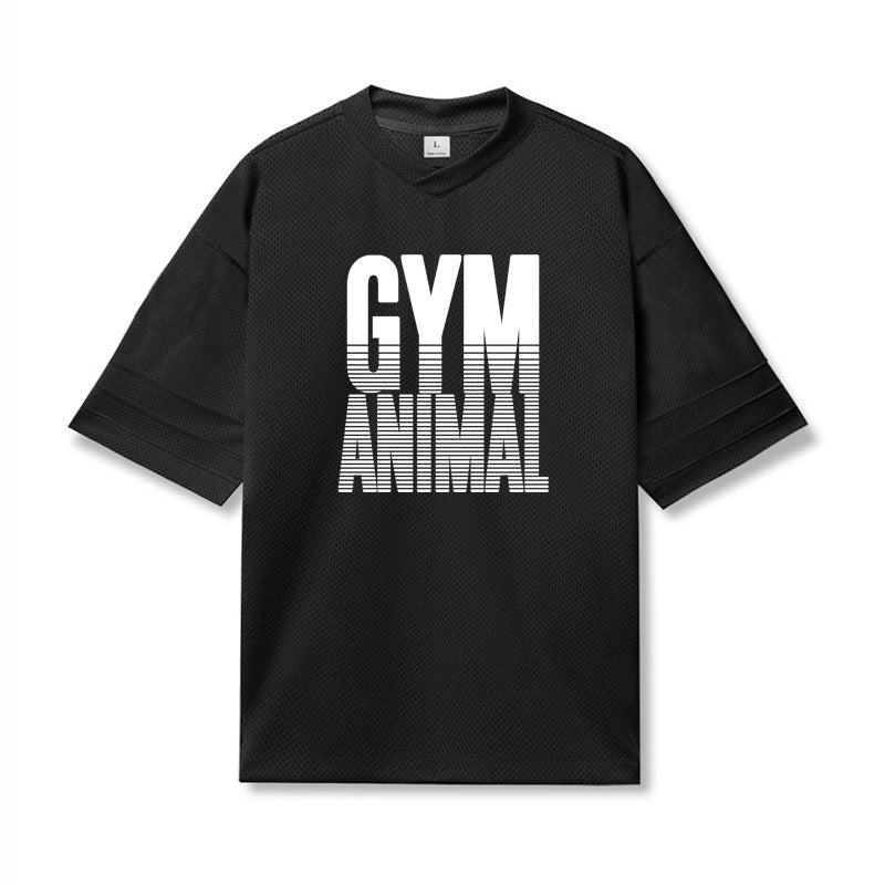 Muscle bodybuilding sports fashion brand fitness short sleeve men''s loose plus size ins basketball clothes quick-drying training half sleeve t-shirt - Image 1