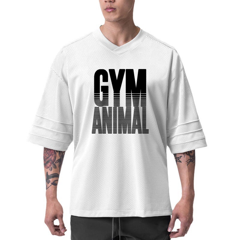 Muscle bodybuilding sports fashion brand fitness short sleeve men''s loose plus size ins basketball clothes quick-drying training half sleeve t-shirt - Image 4