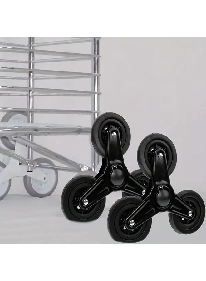 2Pcs Black Heavy Duty Swivel Wheels 360 Rotating Shopping Cart Wheels - Image 3