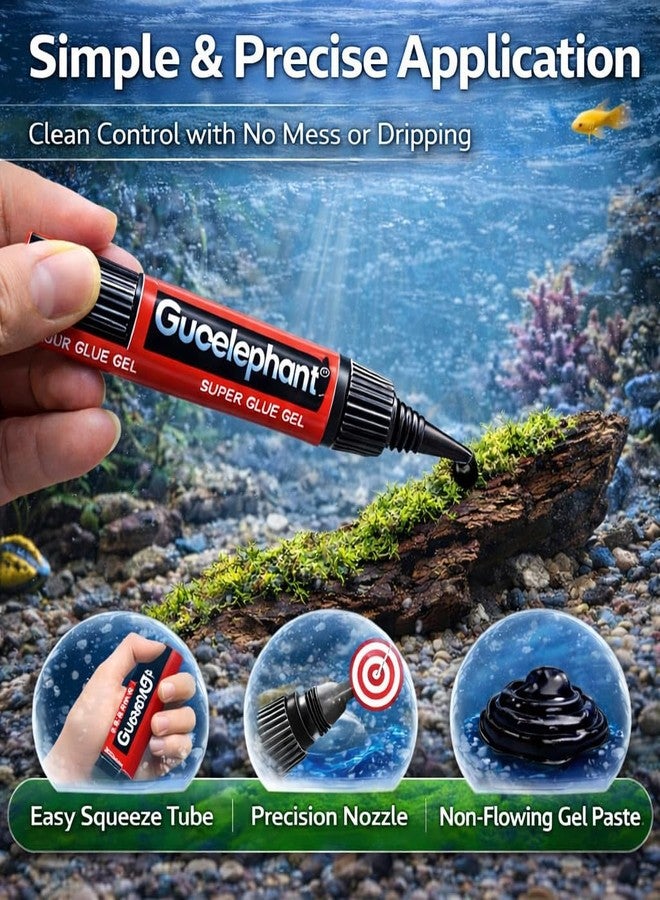VAYINATO Aquarium (Guoelephant) Glue Quick-Dry Gel - Fish Safe Adhesive for Aquascaping Plants, Moss, Coral & Driftwood (2 Pcs) - Image 3