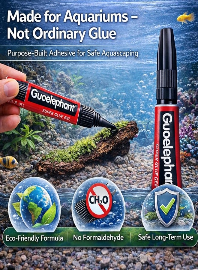 VAYINATO Aquarium (Guoelephant) Glue Quick-Dry Gel - Fish Safe Adhesive for Aquascaping Plants, Moss, Coral & Driftwood (2 Pcs) - Image 2