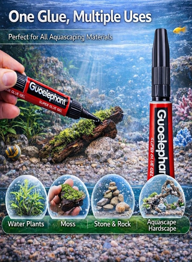 VAYINATO Aquarium (Guoelephant) Glue Quick-Dry Gel - Fish Safe Adhesive for Aquascaping Plants, Moss, Coral & Driftwood (2 Pcs) - Image 4