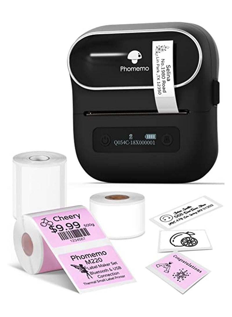 phomemo M220 Label Maker Thermal Sticker Printer For Barcode Organizing  Mailing Small Business, Storage Compatible With Phone PC - Image 1
