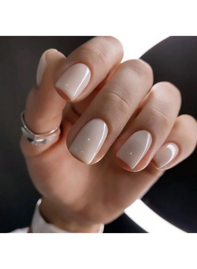 Modelones White Press on Nails, Short Square Fake Nails, Reusable Nail Kit with Nail Glue Adhesive Tabs Mini Nail File, Nails Press Ons 32Pcs16 Sizes, Valentine Gift - Image 1