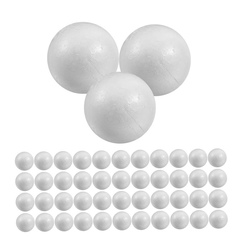 HOODANCOS 50 White Polystyrene Foam Balls 2.5cm DIY Craft Spheres Decor - Image 2