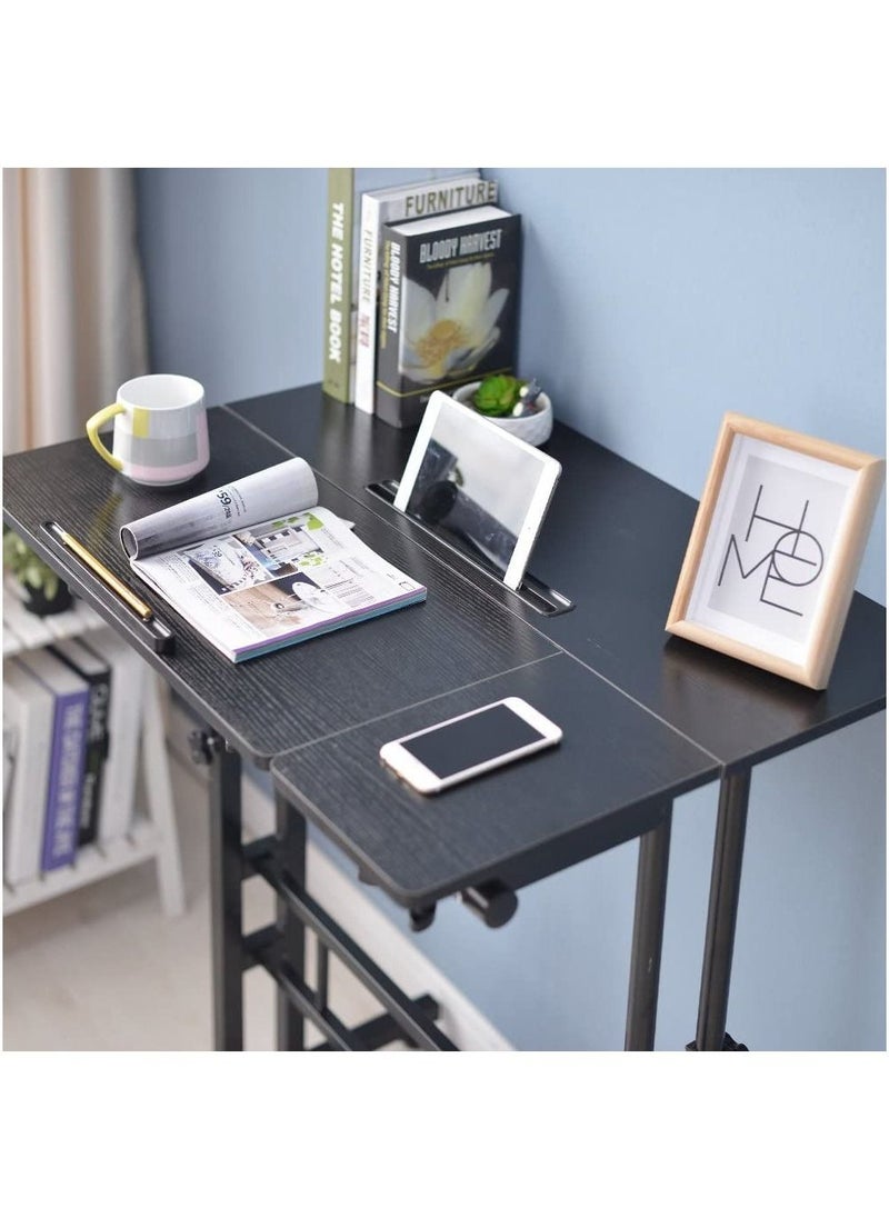 SKY-TOUCH - Mobile Standing Desk, Height Adjustable Sit Stand Mobile Laptop Computer Tablet, Home Office Desk with Wheels for Computer Workstation, Black - Image 1