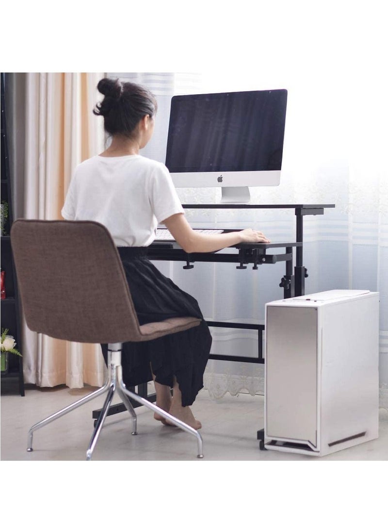 SKY-TOUCH - Mobile Standing Desk, Height Adjustable Sit Stand Mobile Laptop Computer Tablet, Home Office Desk with Wheels for Computer Workstation, Black - Image 1