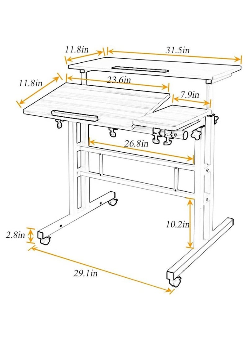 SKY-TOUCH - Mobile Standing Desk, Height Adjustable Sit Stand Mobile Laptop Computer Tablet, Home Office Desk with Wheels for Computer Workstation, Black - Image 1