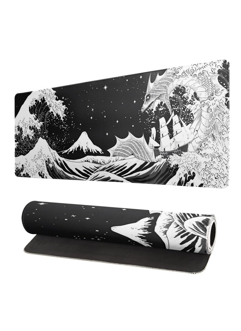 Extended Gaming Mouse Pad, 31.5x11.8 Inch Large Mouse Mat Desk Pad, Long Computer Keyboard Mouse Mat Mousepad with 3mm Non-Slip Base and Stitched Edge for Work, Game, Office, Home - Image 1