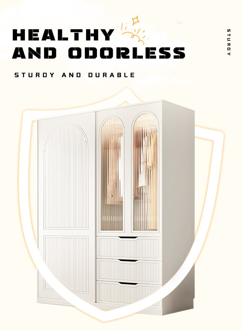 Generic French Cream Style Wardrobe Sliding Door Modern Simple Wardrobe Closet Bedroom Cabinet Storage Cabinet  - Image 3