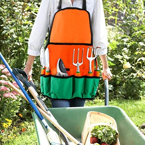 UKOKE Garden Tool Set, 12 Piece Aluminum Hand Tool Kit, Garden Canvas Apron with Storage Pocket, Outdoor Tool, Heavy Duty Gardening Work Set with Ergonomic Handle, Gardening Tools for women men - Image 4