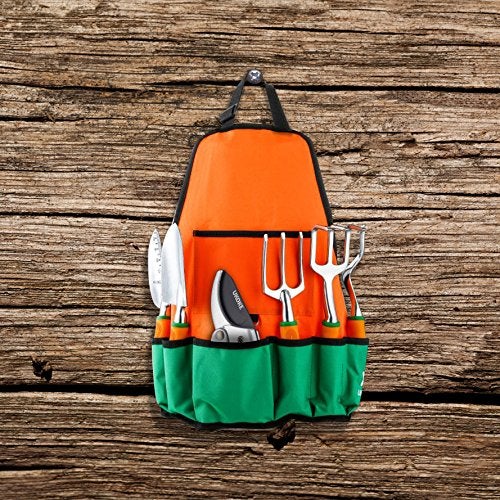 UKOKE Garden Tool Set, 12 Piece Aluminum Hand Tool Kit, Garden Canvas Apron with Storage Pocket, Outdoor Tool, Heavy Duty Gardening Work Set with Ergonomic Handle, Gardening Tools for women men - Image 5