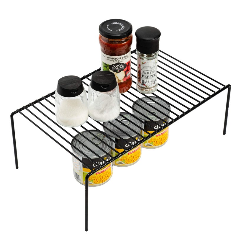 Ipegtop Kitchen Cabinet Storage Shelf Rack, Set Of 2 Large (15.7 X 9.4 Inch) Rustproof Metal Wire Shelves Spice Shelf Rack Cupboard Organizer For Pantries Countertops Utensils Organization, Black - Image 2