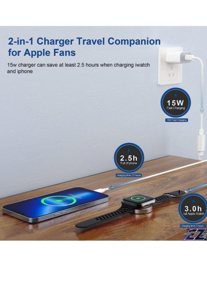 Raxoom "Upgraded 2-in-1 USB-C Fast Charging Cable for iPhone & Apple Watch with 15W Wall Charger Block" - Image 2