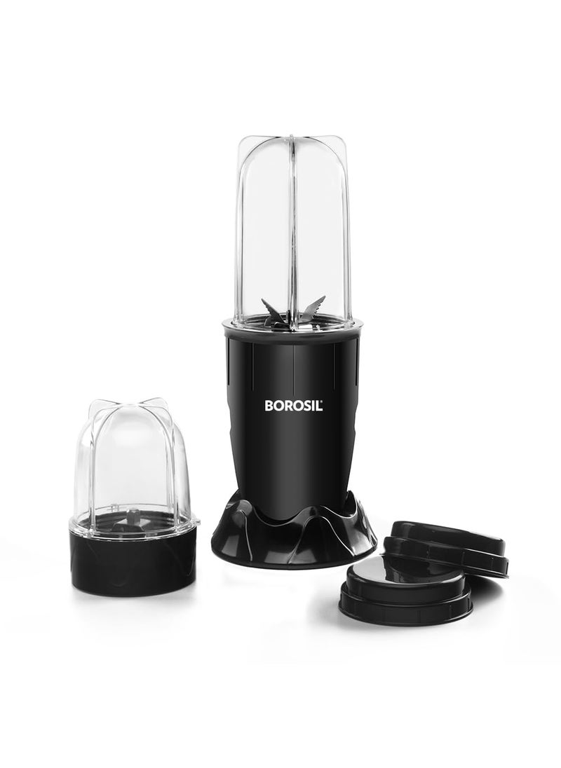 BOROSIL Borosil NutriFresh Portable Mini-Blender & Grinder, 500 ml Blending Jar, 300 ml Chutney Jar, For Blending Smoothies & Chutneys, Dry Grinding Spices, Black, 400 W  - Image 1