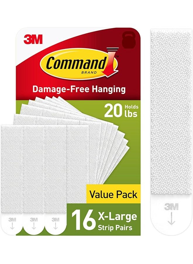 Command Command 20 lb XL Heavyweight Picture Hanging Strips 16 Pairs (32 Command Strips), Damage Free Hanging Picture Hangers, Heavy Duty Wall Hanging Strips for Christmas Decorations  - Image 1