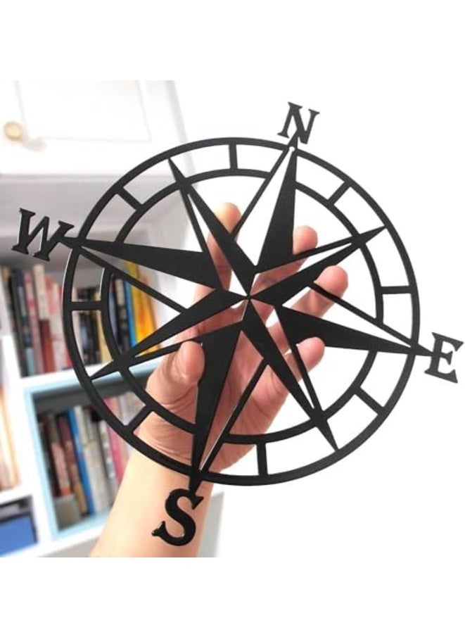 MIRFA Wooden Wall Art With Self Adhesive Base - Black (Nautical Compass)  - Image 2