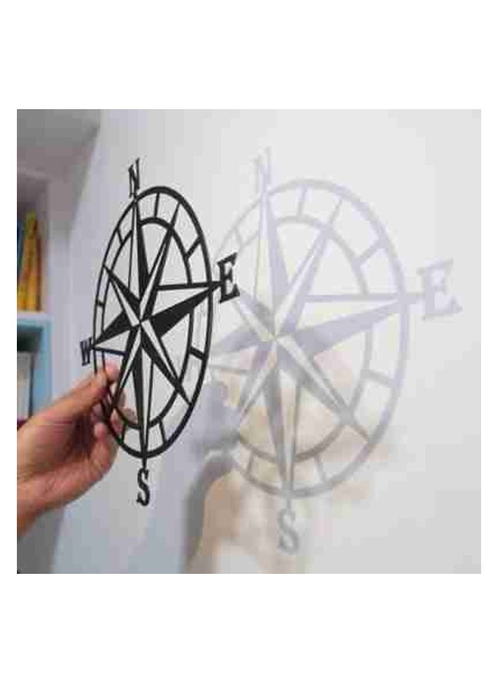 MIRFA Wooden Wall Art With Self Adhesive Base - Black (Nautical Compass)  - Image 3