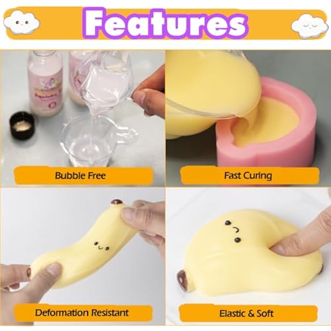 FUNSHOWCASE مجموعة قوالب السيليكون لصنع تبا سكووشي بشكل موزة - Image 3
