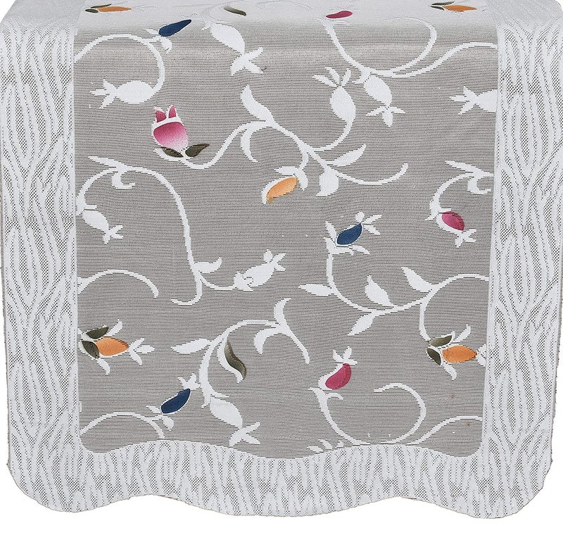 HOMECROWN Net Fabric Floral Leaf Print Design 5 Seater Sofa Cover Beautiful Cotton Sofa Cover 3 Seater and 2 seaters White 69 x 178 cm - Image 3