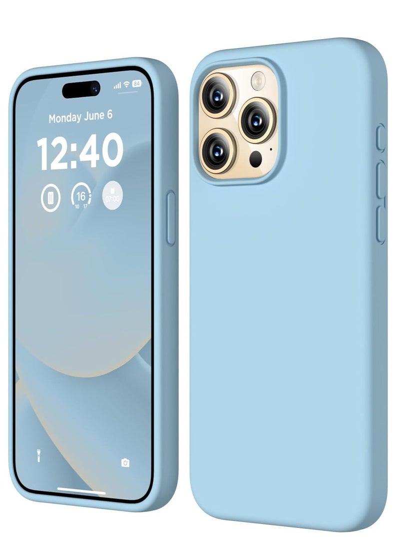 Raxoom Compatible with iPhone 15 Pro Max Case, Liquid Silicone Case, Full Body Shockproof Protective Cover Slim Thin Phone Case with Soft Anti-Scratch Microfiber Lining, 6.7 inch-Baby Blue - Image 1