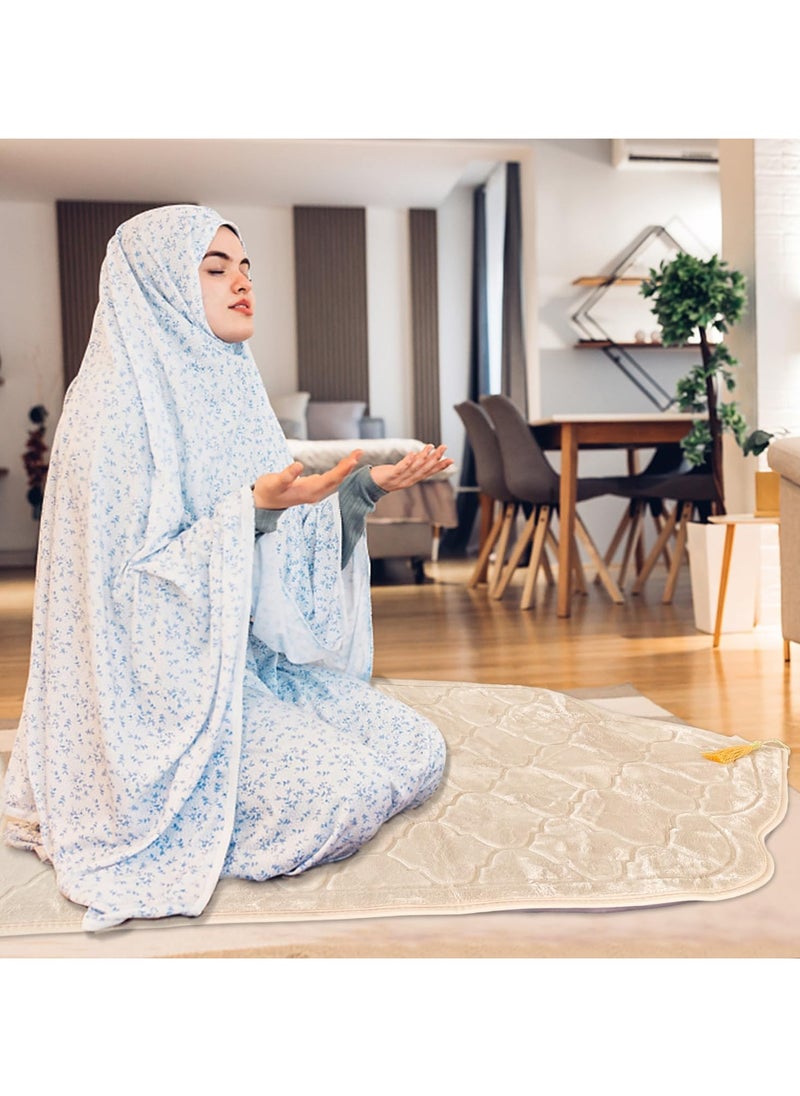 MARK STORE Prayer Mat Embossed Anti-Slip Velvet Top Prayer Rug for Umrah Hajj Ramadan 70 x 110 cm, Best Gift For Ramadan (Premium Mat)  - Image 5