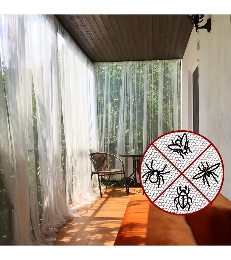 2pcs White Sheer Mosquito Net Window Scrim Curtains 37.4x118.1 Inches Breathable Mesh Rod Pocket Panels For Gazebos Terraces Cottage Backyards Courtyards Gardens Walkways Wedding Birthday Decoration - Image 1
