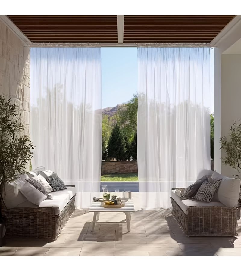 2pcs White Sheer Mosquito Net Window Scrim Curtains 37.4x118.1 Inches Breathable Mesh Rod Pocket Panels For Gazebos Terraces Cottage Backyards Courtyards Gardens Walkways Wedding Birthday Decoration - Image 4