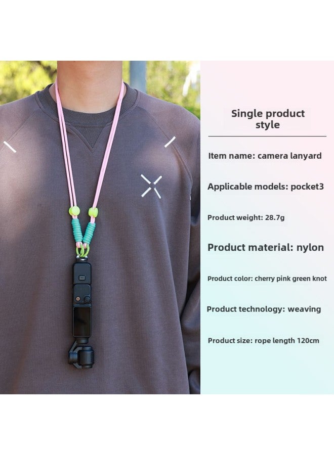 Generic Suitable For DJI Pocket3 Lanyard Shoulder Strap Crossbody Strap Lingou Camera Sports Camera Universal Lanyard-Color:Cherry Pink Lanyard - Image 1