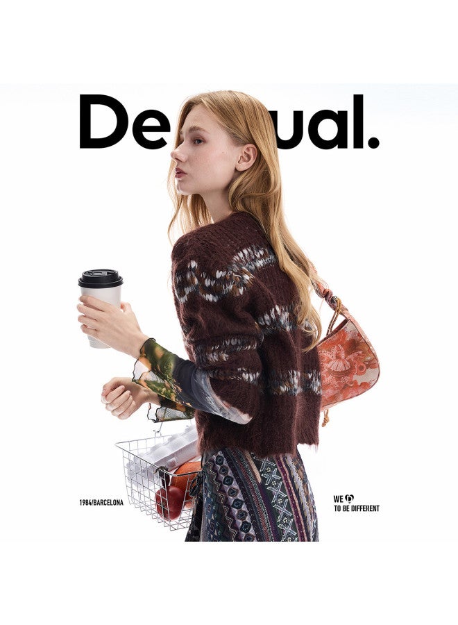 DESIGUAL [Spanish Fashion Luxury] 25 Autumn/Winter New Loose Patchwork Floral Yarn Women'S Knitwear - Image 5