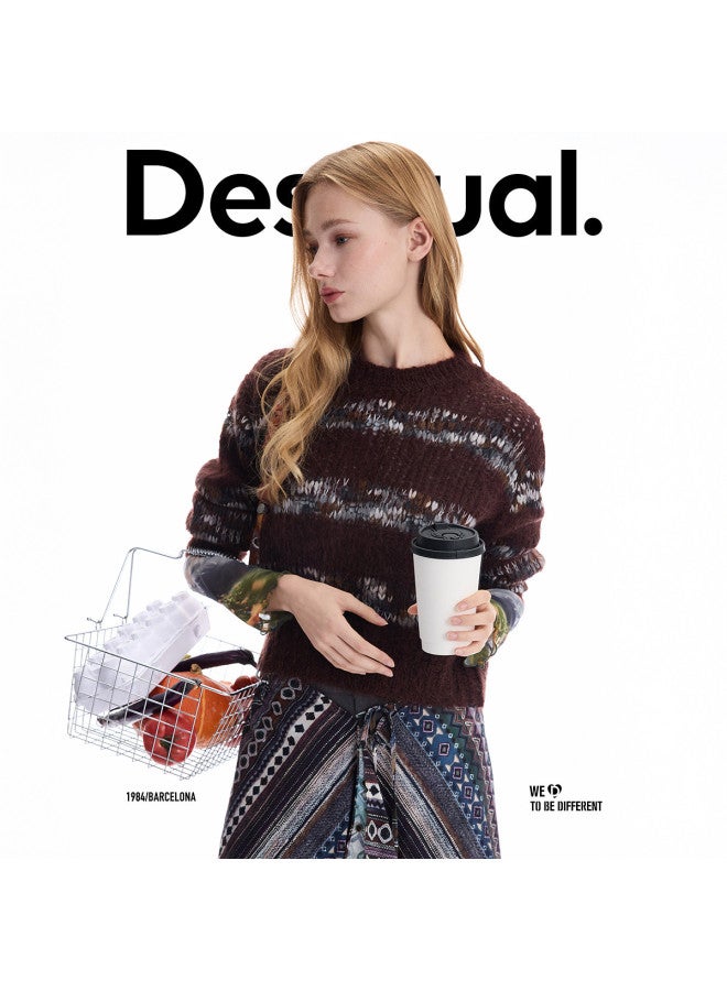 DESIGUAL [Spanish Fashion Luxury] 25 Autumn/Winter New Loose Patchwork Floral Yarn Women'S Knitwear - Image 4