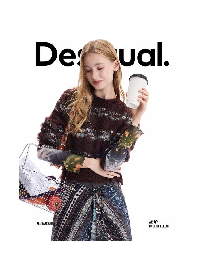 DESIGUAL [Spanish Fashion Luxury] 25 Autumn/Winter New Loose Patchwork Floral Yarn Women'S Knitwear - Image 2