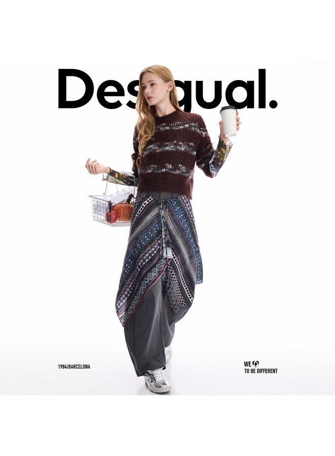DESIGUAL [Spanish Fashion Luxury] 25 Autumn/Winter New Loose Patchwork Floral Yarn Women'S Knitwear - Image 3