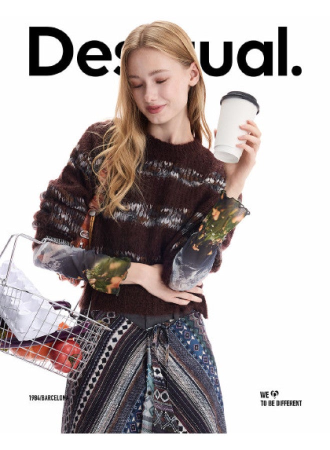 DESIGUAL [Spanish Fashion Luxury] 25 Autumn/Winter New Loose Patchwork Floral Yarn Women'S Knitwear - Image 1