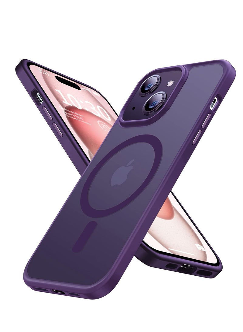 INFOSUN iPhone 15 Case Cover Compatible with Magsafe Magnetic Designed Shockproof Case Translucent Matte Protective Cover Back Hard Cases with Magnet for iPhone 15 Case Purple  - Image 1