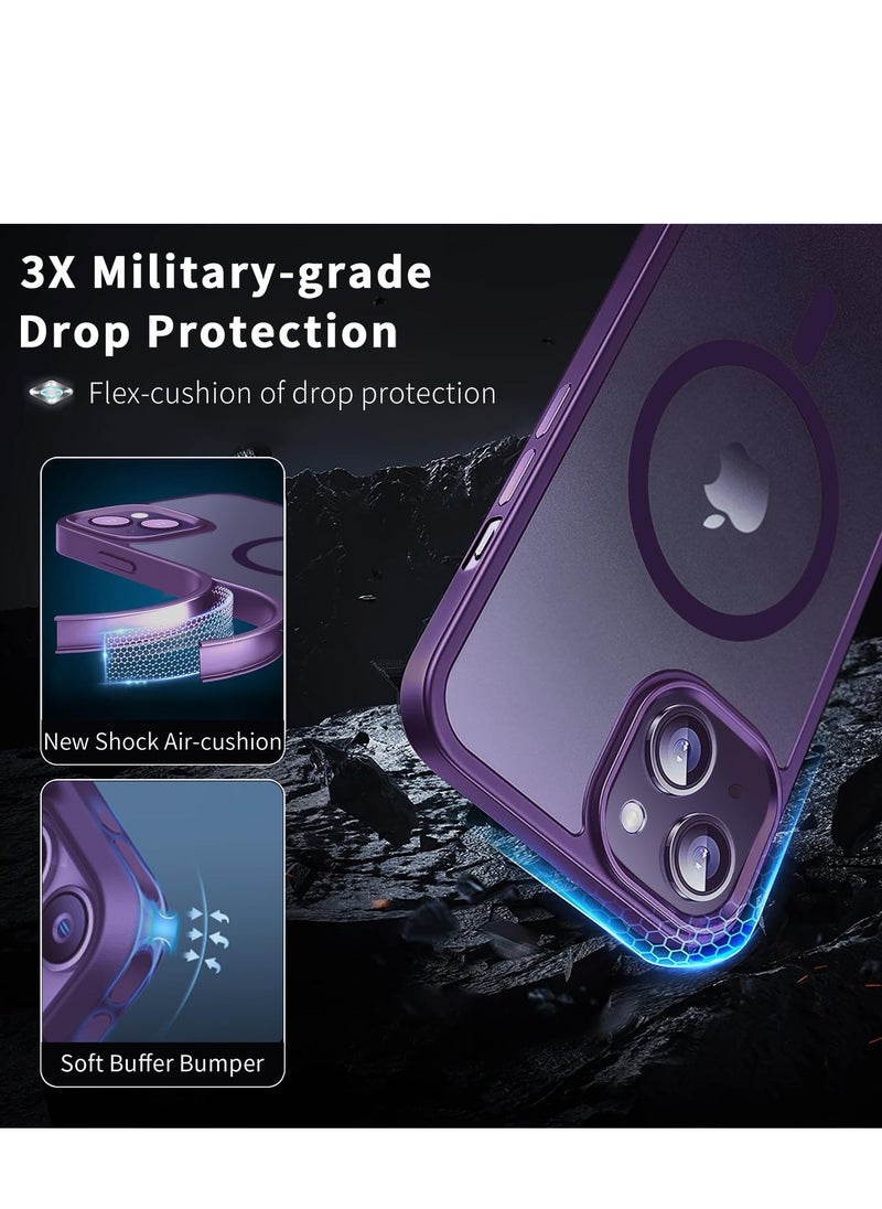 INFOSUN iPhone 15 Case Cover Compatible with Magsafe Magnetic Designed Shockproof Case Translucent Matte Protective Cover Back Hard Cases with Magnet for iPhone 15 Case Purple  - Image 4