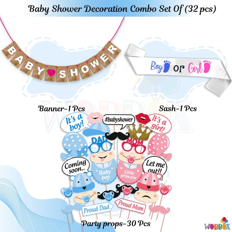 WOBBOX Wobbox Baby Shower Decoration Items| Baby Shower Ceremony Photo Booth Props for Photoshoot, Baby Shower Banner& Mom to Be Sash, Godh Bharai Ceremony Decoration Kit-(FP4725)  - Image 2
