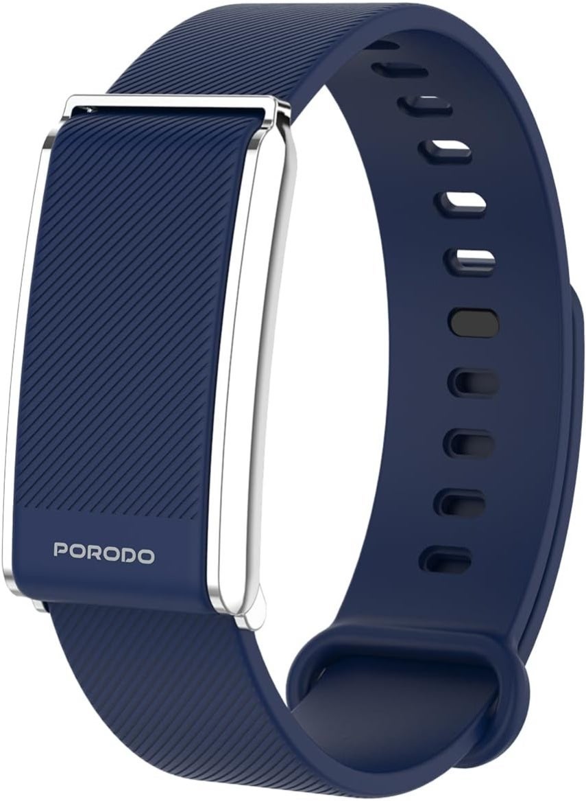 Porodo TRACKFIT Screenless Smart Fitband with Activity Tracker, IP68 Water Resistant, 30 Days Battery Life, Automatic Sleep Track, Blood Oxygen, Compatible with Android/iOS/Oplayer Smart Life (Blue)