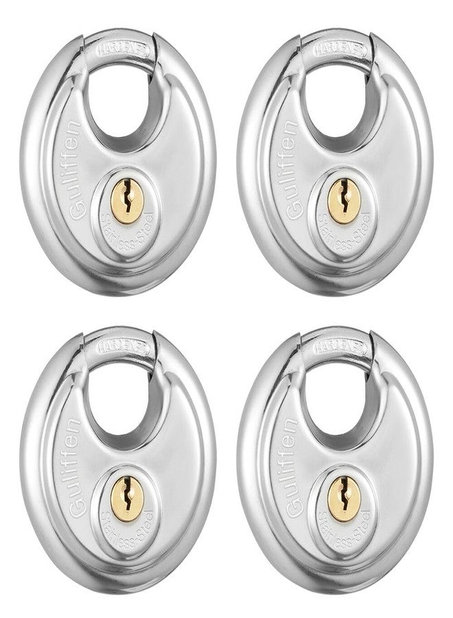 Guliffen Keyed Alike Discus Padlocks,Stainless Steel Disc Padlock with Same Key for Storage Unit, Sheds, Garages and Trailer，4 Pack - Image 1