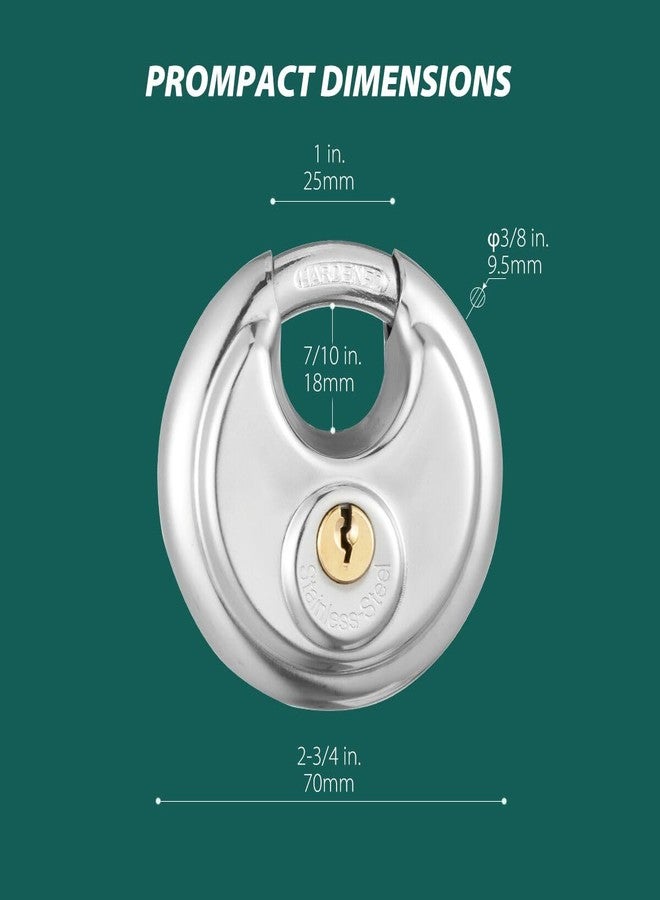 Guliffen Keyed Alike Discus Padlocks,Stainless Steel Disc Padlock with Same Key for Storage Unit, Sheds, Garages and Trailer，4 Pack - Image 2