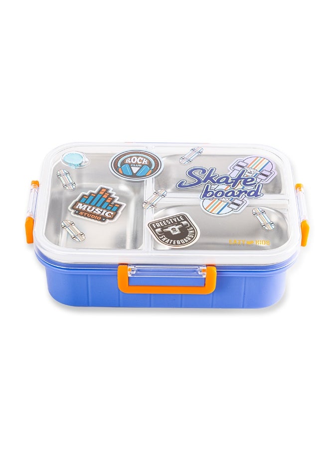 Eazy Kids Eazy Kids 3 Compartment Stainless Steel bento Lunch Box, 800ml - Skate Board Purple  - Image 5
