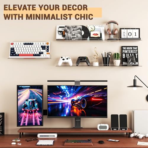 Qukaka Floating Shelves for Wall Decor, 15" Extra Clear Wall Shelves for Bedroom, Living Room, Kitchen, Bathroom Decor, Nail Polish/Book/Decoration/Makeup/Perfume Organizer Floating Shelf-8Pack - Image 5