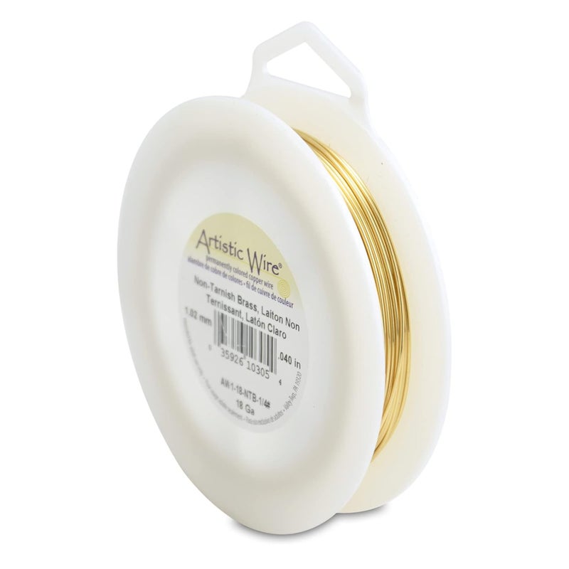 Artistic Wire 18 Gauge Tarnish-Resistant Craft Wire - 1/4 Pound (113 grams) Non-Tarnish Brass - Image 1