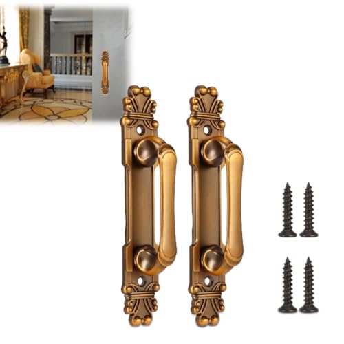 Haofy 2Pcs/Set European Style Door Handle, Antique Wardrobe Handles Metal Sliding Door Handle for Drawer Cupboard Accessory - Image 2