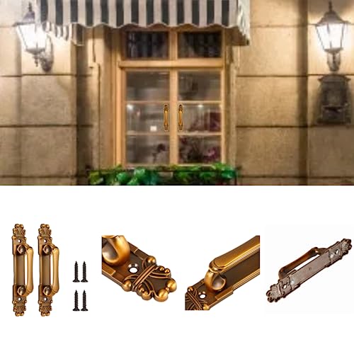Haofy 2Pcs/Set European Style Door Handle, Antique Wardrobe Handles Metal Sliding Door Handle for Drawer Cupboard Accessory - Image 4